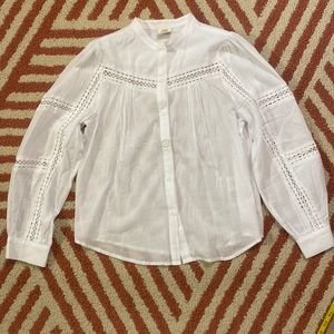 XXS GOOD  HART by MATILDA JANE lightweight sheer button down white blouse EUC
